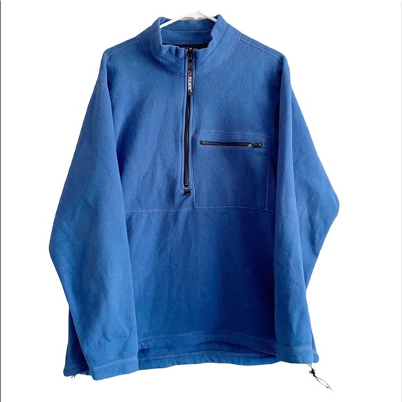 REI Men’s Polartec Fleece Quarter Zip Blue Pullover Sweatshirt Large - Picture 1 of 4